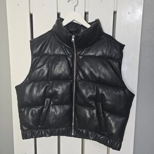 Abercrombie and‎ Fitch Ultra Collection Faux Vegan Leather Black Puffer XL Moto